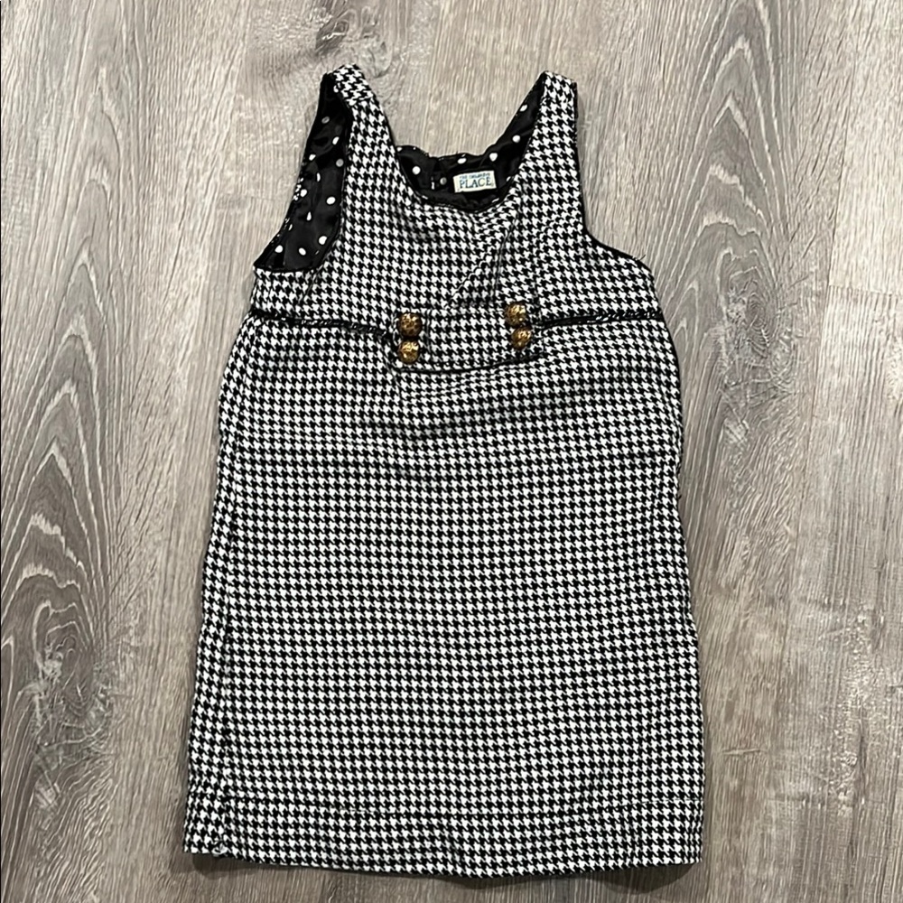 The Children's Place Black and White Polka Dot Houndstooth Dress